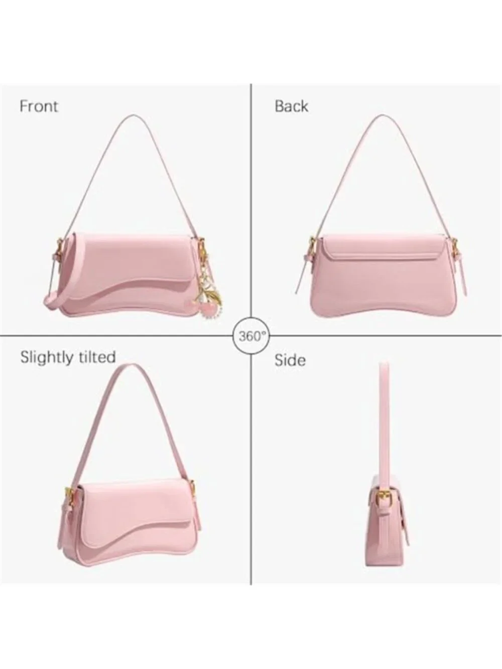 Women's Hobo Shoulder Bag | Cherry Charm Crossbody Purse | Cute Retro Handbag